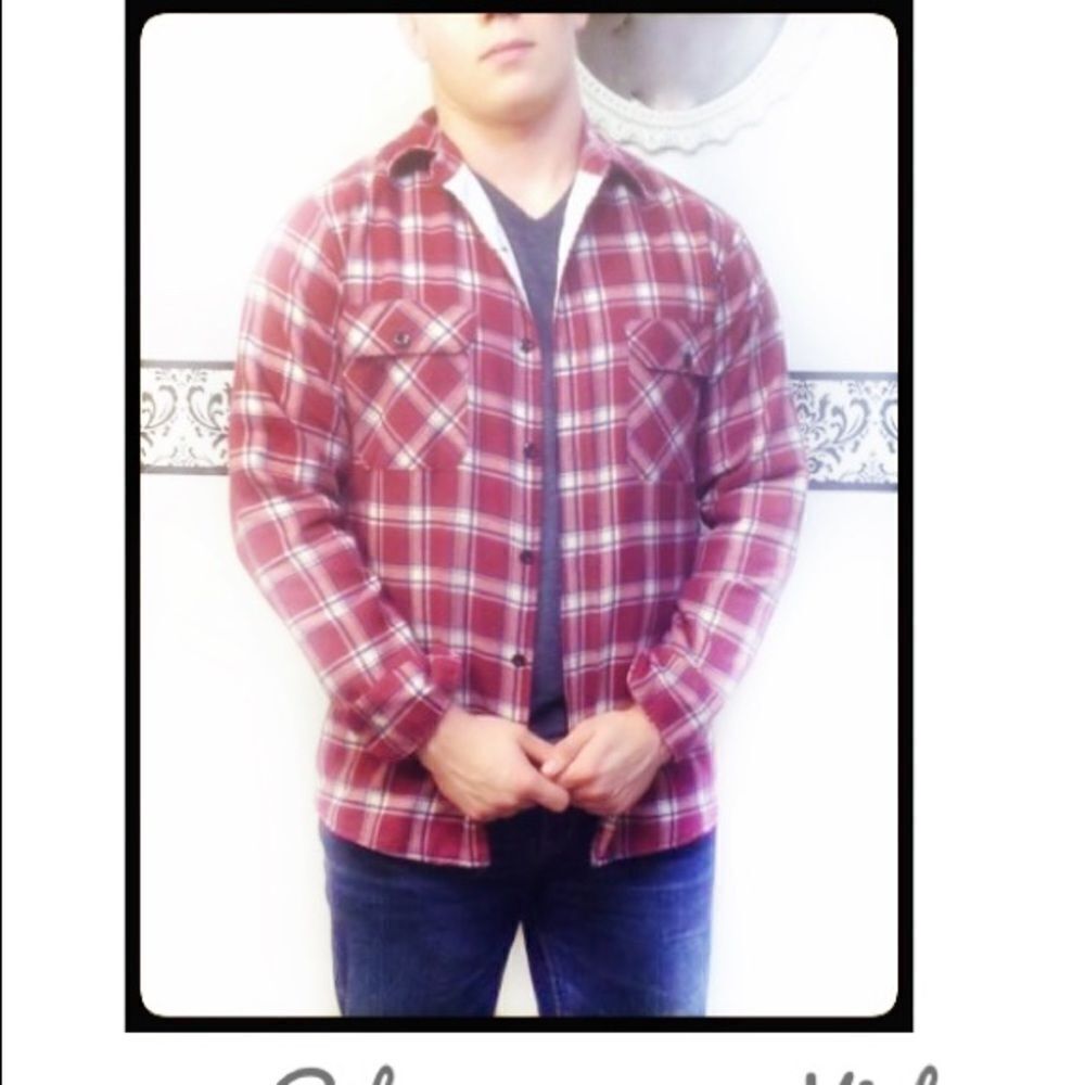𝅺vintage Sears Quilted Plaid Flannel Shirt Medium - Picture 6 of 6
